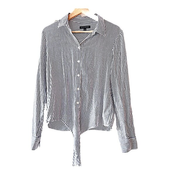Banana Republic Tops - Banana Republic Striped Button Down with Front Ties Size Medium Rayon